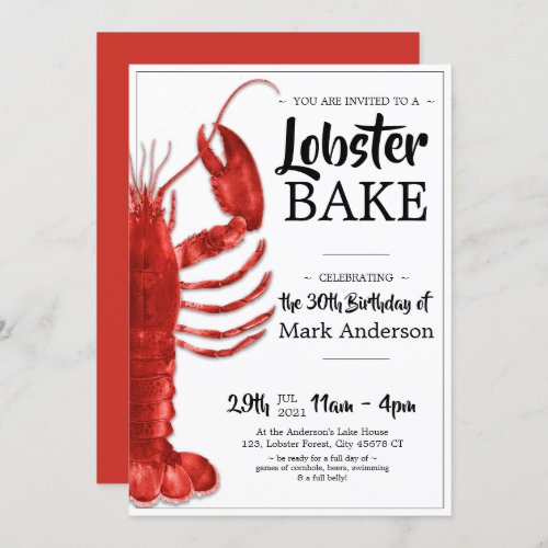 Lobster Bake Themed 30th Birthday Celebration Invitation