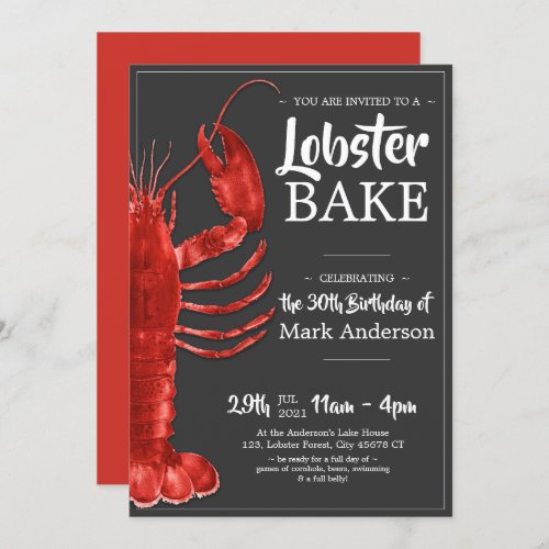 Lobster Bake Themed 30th Birthday Celebration Invitation