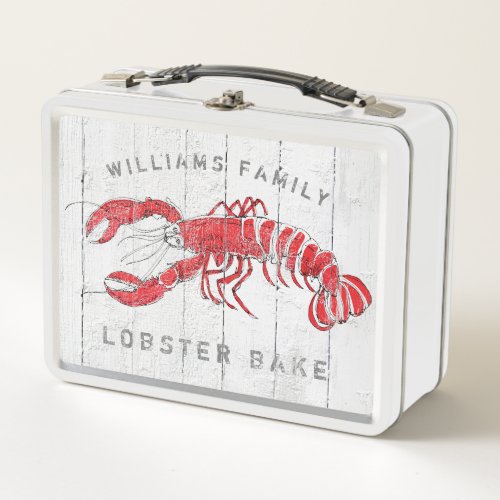 Lobster Bake with Family Name Metal Lunch Box