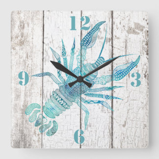 Lobster Beach House Wood Look Wall Clock