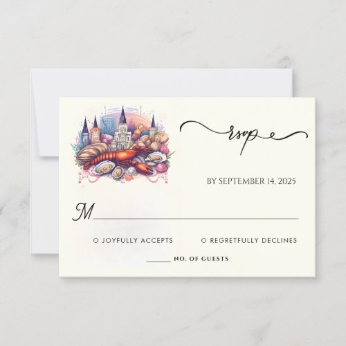 Lobster Beach Ocean Summer New Orleans Wedding RSVP Card