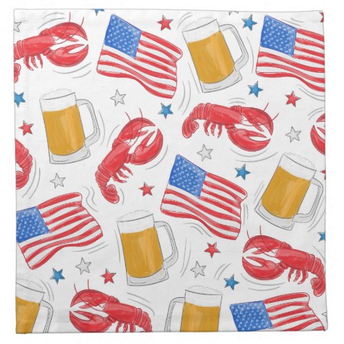 Lobster Beer Flag Star Cloth Napkin