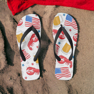 Lobster Beer Flag Star Flip Flops