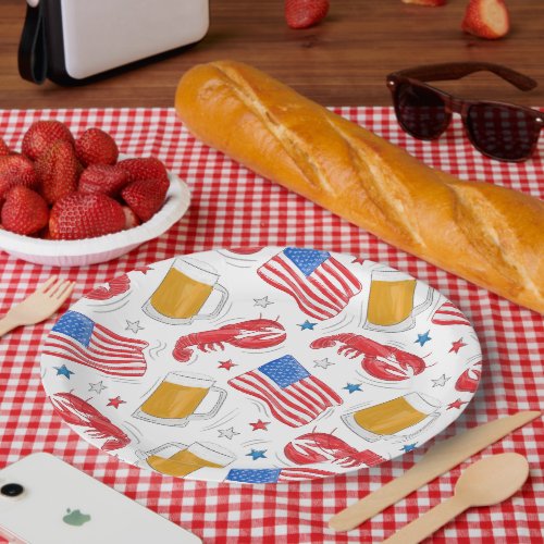 Lobster Beer Flag Star Paper Plates