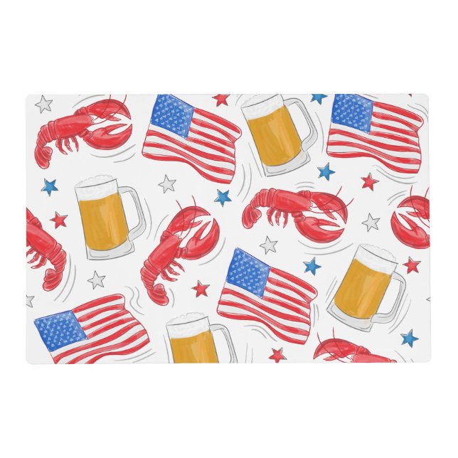 Lobster Beer Flag Star Placemat (Front)