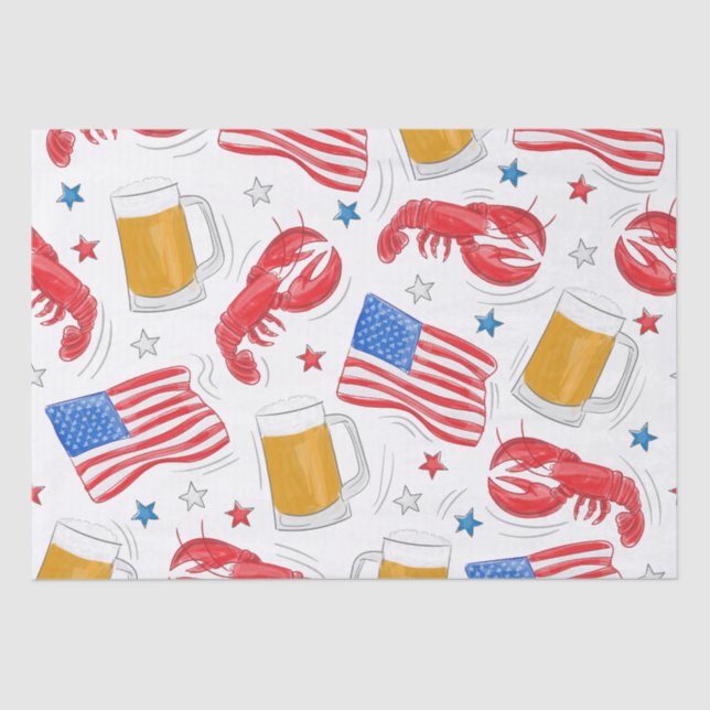 Lobster Beer Flag Star Tissue Paper (Front)