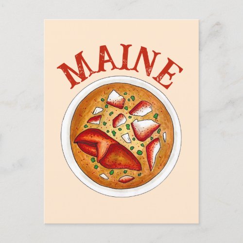 Lobster Bisque Soup Seafood Food Cooking Maine ME Postcard