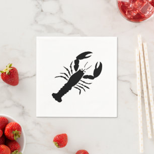 Lobster black and white modern graphic cute fun  napkins