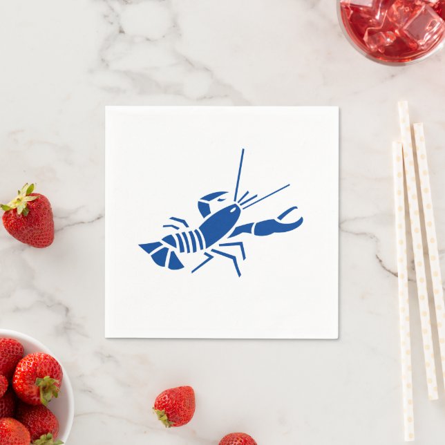 Lobster blue and white beach party paper napkins (Insitu)