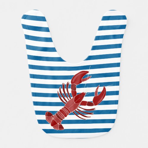 Lobster Blue and White Horizontal Stripe Bib