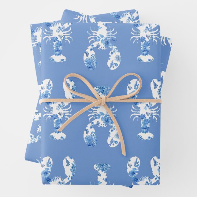 Lobster Blue and White Wrapping Sheets (In situ)