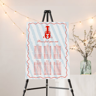 Lobster Blue Stripe Nautical Wedding Seating Chart Foam Board