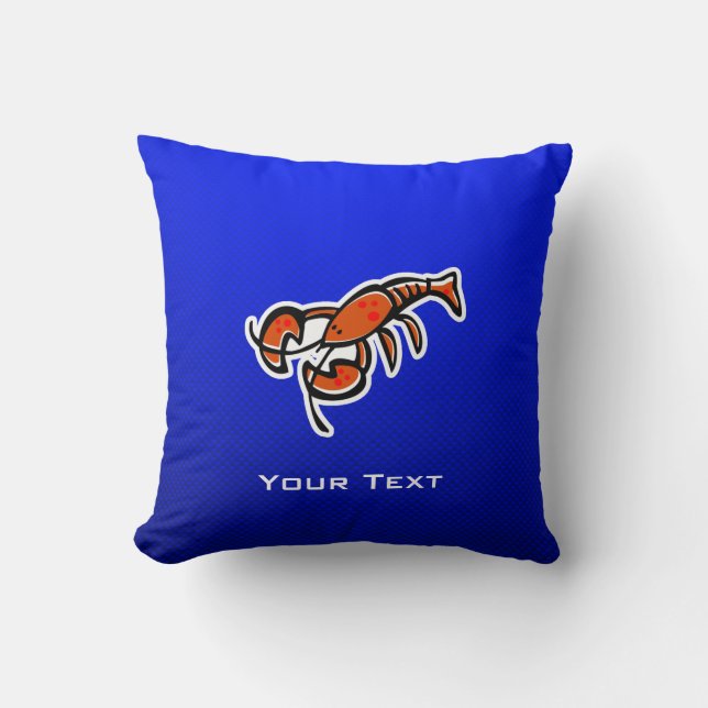 Lobster; Blue Throw Pillow (Front)