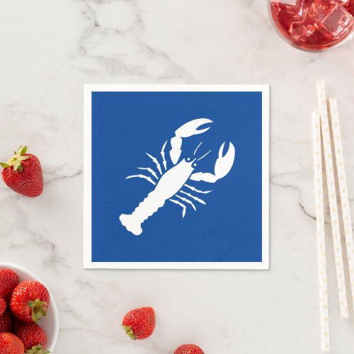 Lobster blue white coastal summer party paper napkins