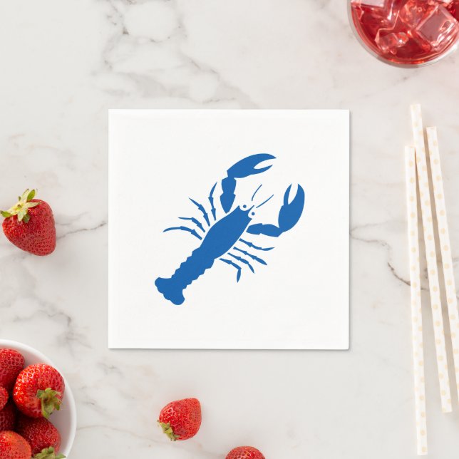 Lobster blue white modern graphic cute fun party  napkins (Insitu)