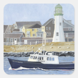 Lobster Boat Scituate Harbor Square Sticker