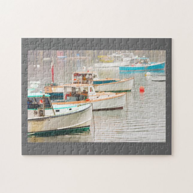 Lobster Boats In Bass Harbor, Mount Desert Island Jigsaw Puzzle (Horizontal)