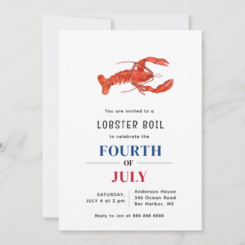 Lobster Boil 4th of July party  Invitation