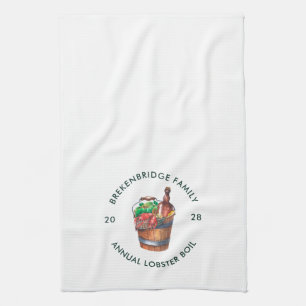 Lobster Boil Annual Summer Family Seafood Party Kitchen Towel