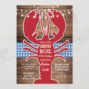 Lobster Boil BBQ Any Age Birthday Party Shellfish Invitation