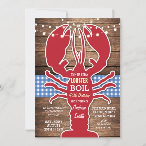 Lobster Boil BBQ Any Age Birthday Party Shellfish Invitation