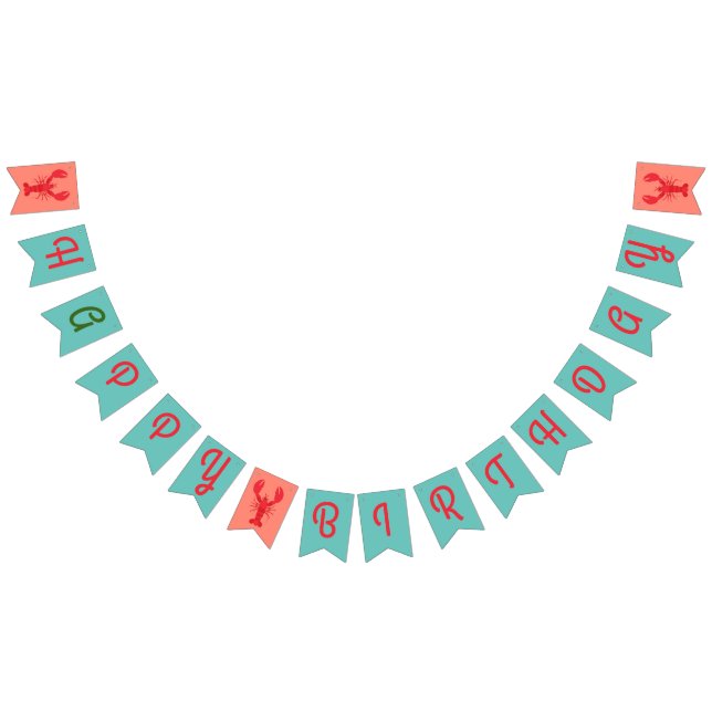 Lobster Boil Birthday Party Cute Kids Bunting Flags (All)