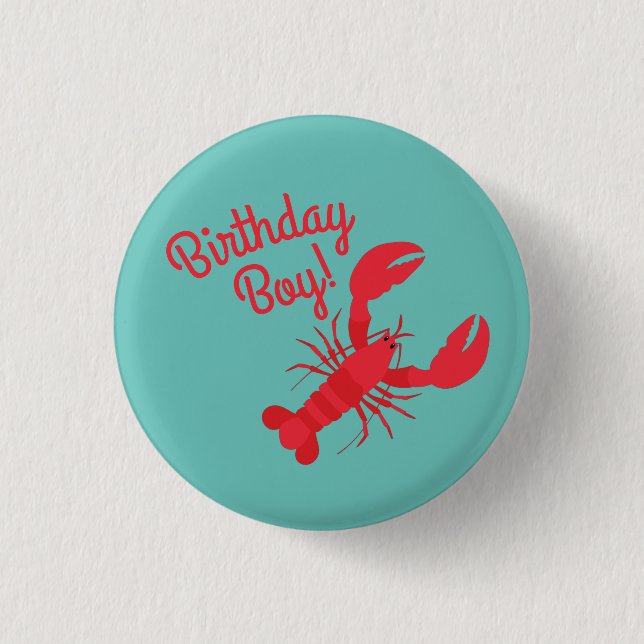 Lobster Boil Birthday Party Cute Kids Button (Front)