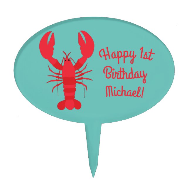 Lobster Boil Birthday Party Cute Kids Cake Topper (Front)