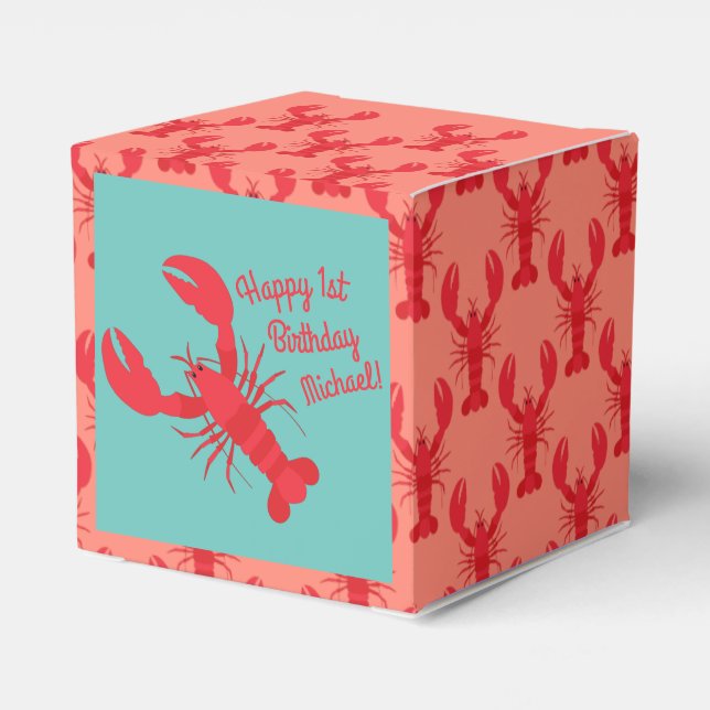 Lobster Boil Birthday Party Cute Kids Favor Boxes (Back Side)