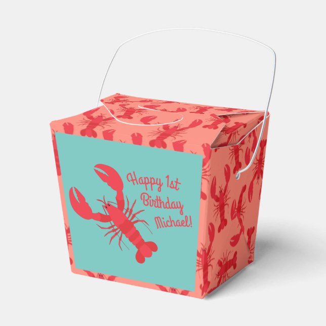 Lobster Boil Birthday Party Cute Kids Favor Boxes (Front Side)