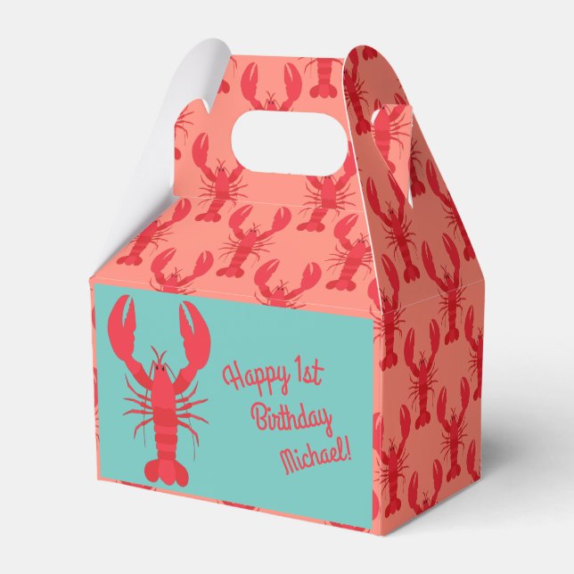 Lobster Boil Birthday Party Cute Kids Favor Boxes (Back Side)