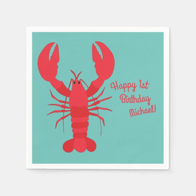 Lobster Boil Birthday Party Cute Kids Napkins (Front)