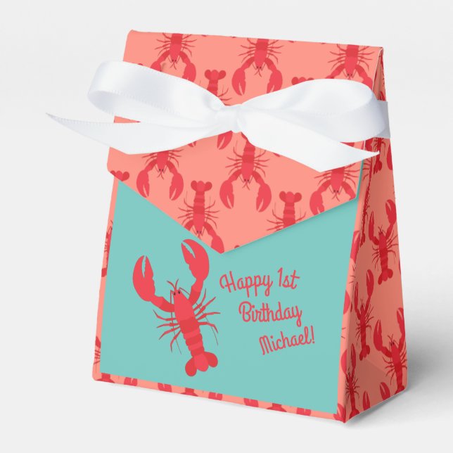 Lobster Boil Birthday Party Favor Boxes (Front Side)