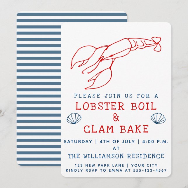Lobster Boil & Clam Bake | Summer Party Invitation (Front/Back)