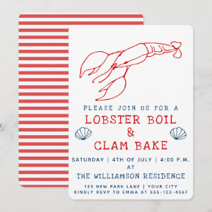 Lobster Boil & Clam Bake   Summer Party Invitation