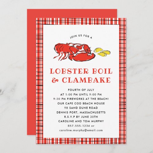 Lobster Boil Clambake Summer Party Cookout Invitation