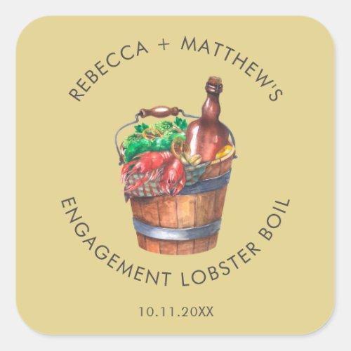 Lobster Boil Engagement Announcement Party Square Sticker