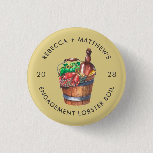 Lobster Boil Engagement Party Custom Swag Button (Front)