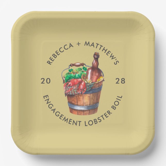 Lobster Boil Engagement Seafood Party Paper Plates (Front)