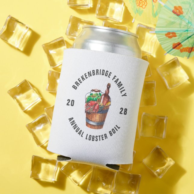 Lobster Boil Family Summer Party Custom Can Cooler (In Situ Summer)