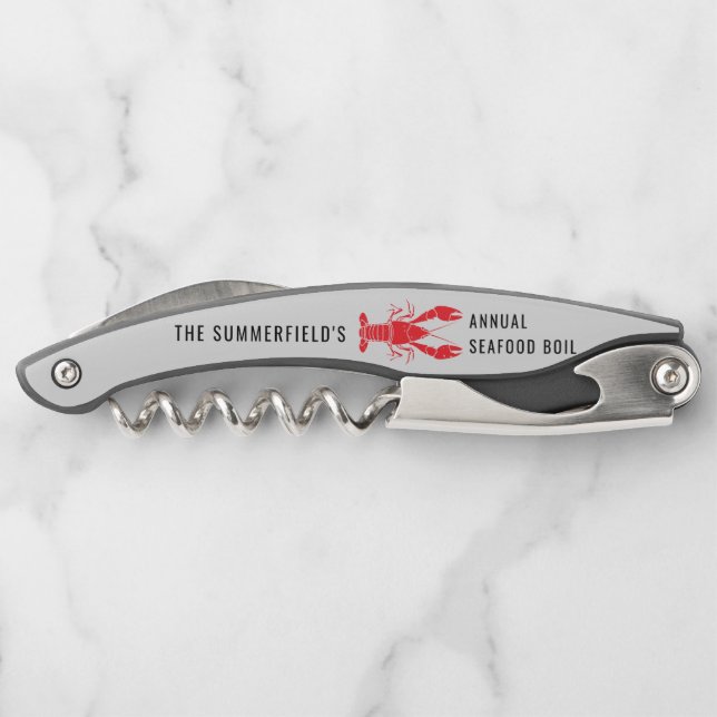 Lobster Boil Family Summer Party Custom Waiter's Corkscrew (Back)