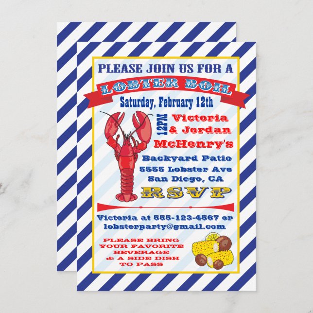 Lobster Boil Invitations (Front/Back)