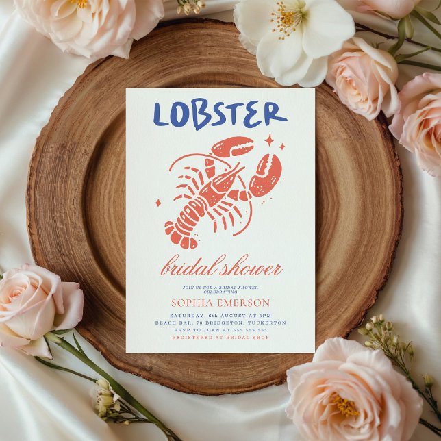 Lobster Boil Scribble Coastal Bridal Shower Invitation (Creator Uploaded)