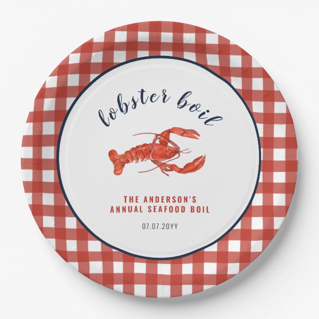 Lobster boil Summer Family Reunion  Paper Plates (Front)