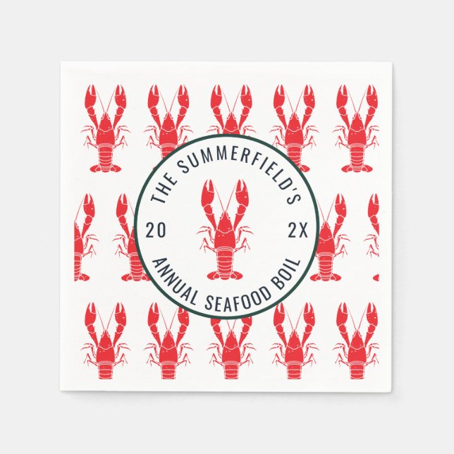 Lobster Boil Summer Seafood Party Paper Napkins (Front)