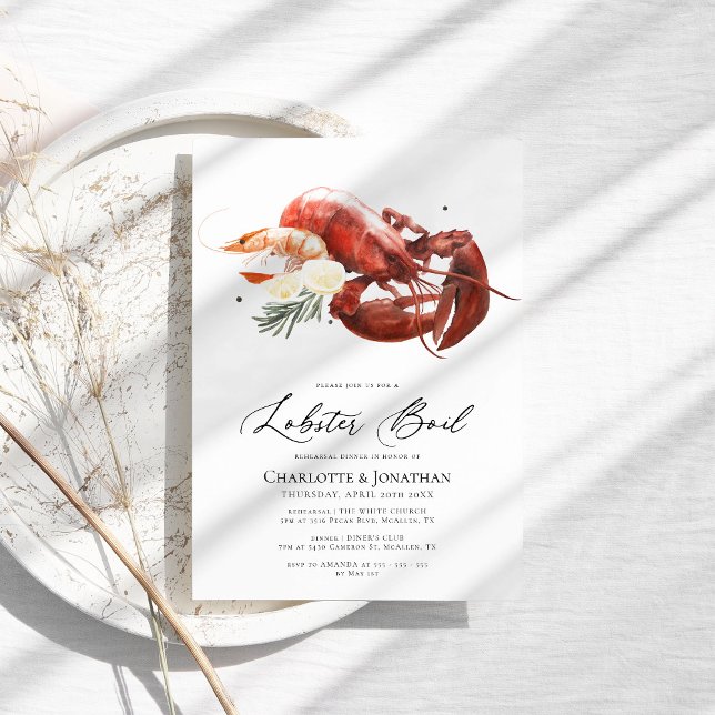 Lobster Boil Watercolor Rehearsal Dinner Invitation (Creator Uploaded)