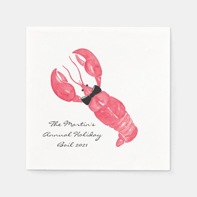 Lobster Bowtie Paper Plates Napkins (Front)