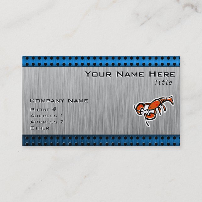Lobster; Brushed metal-look Business Card (Front)