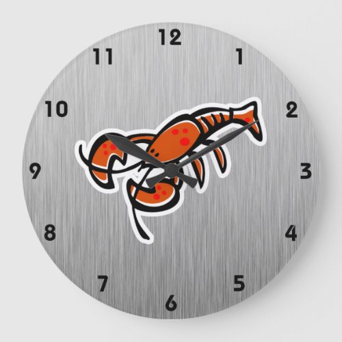 Lobster Brushed metal_look Large Clock