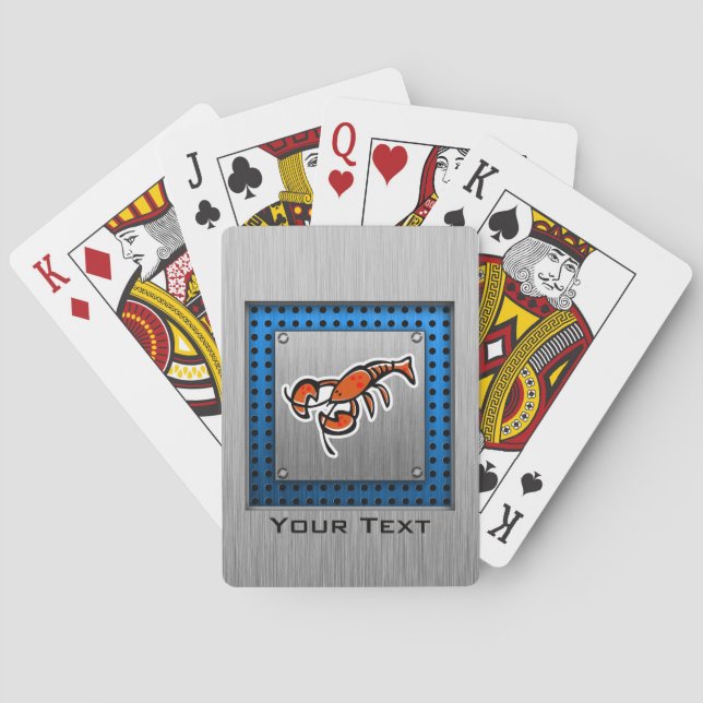 Lobster; Brushed metal-look Poker Cards (Back)